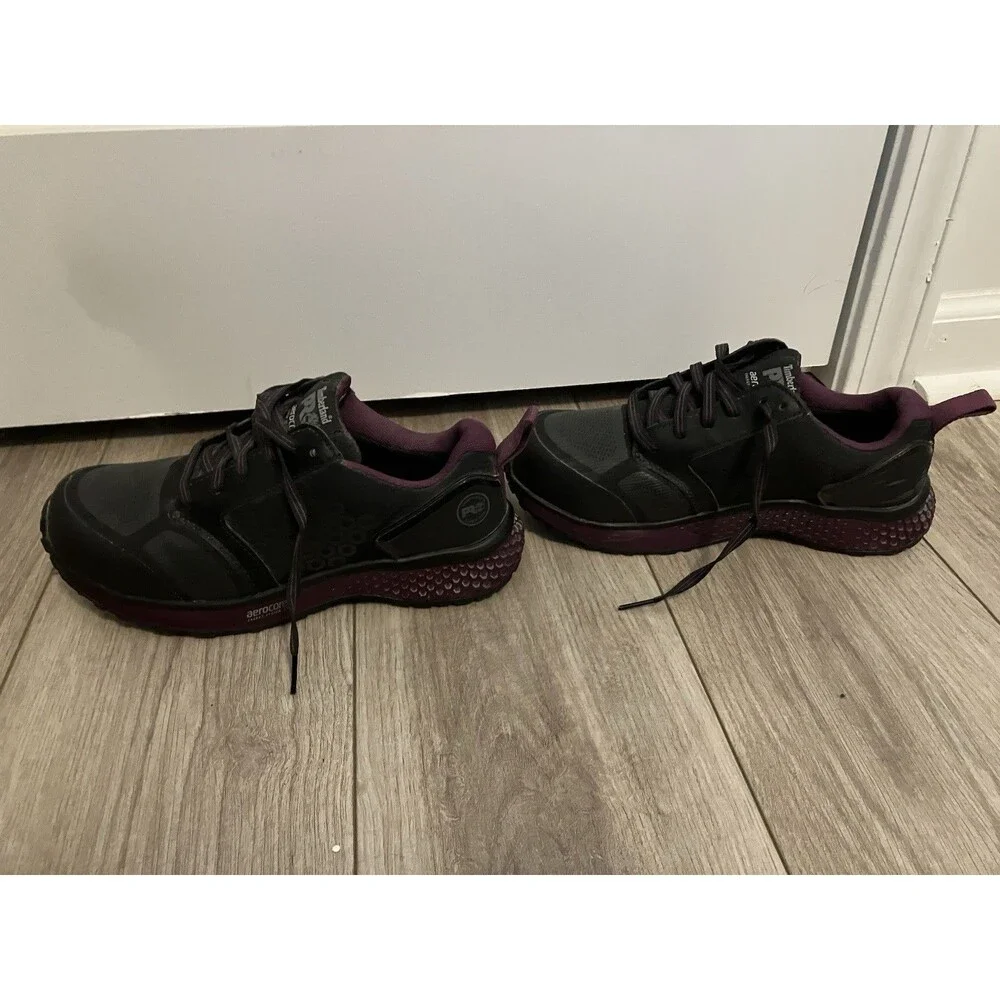 Timberland Pro 524 Aerocore Shoes Women 7 Purple Black Work Sneakers Safety Toe